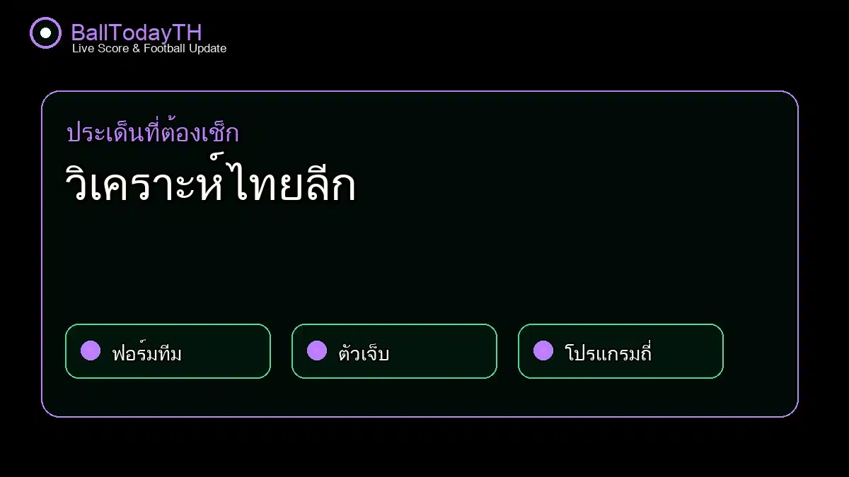 วิเคราะห์ไทยลีก กราฟิกกลางบท BallTodayTH