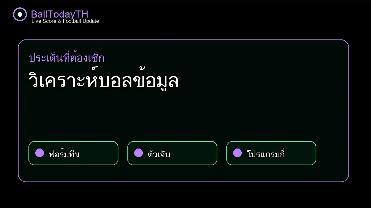 วิเคราะห์บอลข้อมูล กราฟิกกลางบท BallTodayTH