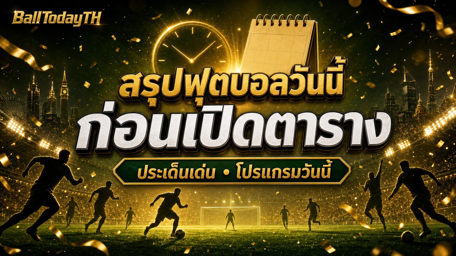 สรุปฟุตบอลวันนี้ ก่อนเปิดตาราง ประเด็นเด่น โปรแกรมวันนี้