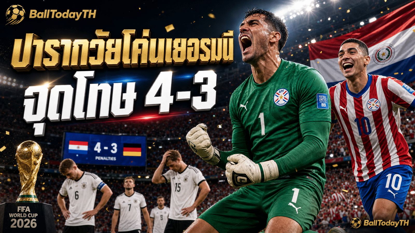ปกข่าวปารากวัยเขี่ยเยอรมนี บอลโลก 2026 ชนะจุดโทษ 4-3