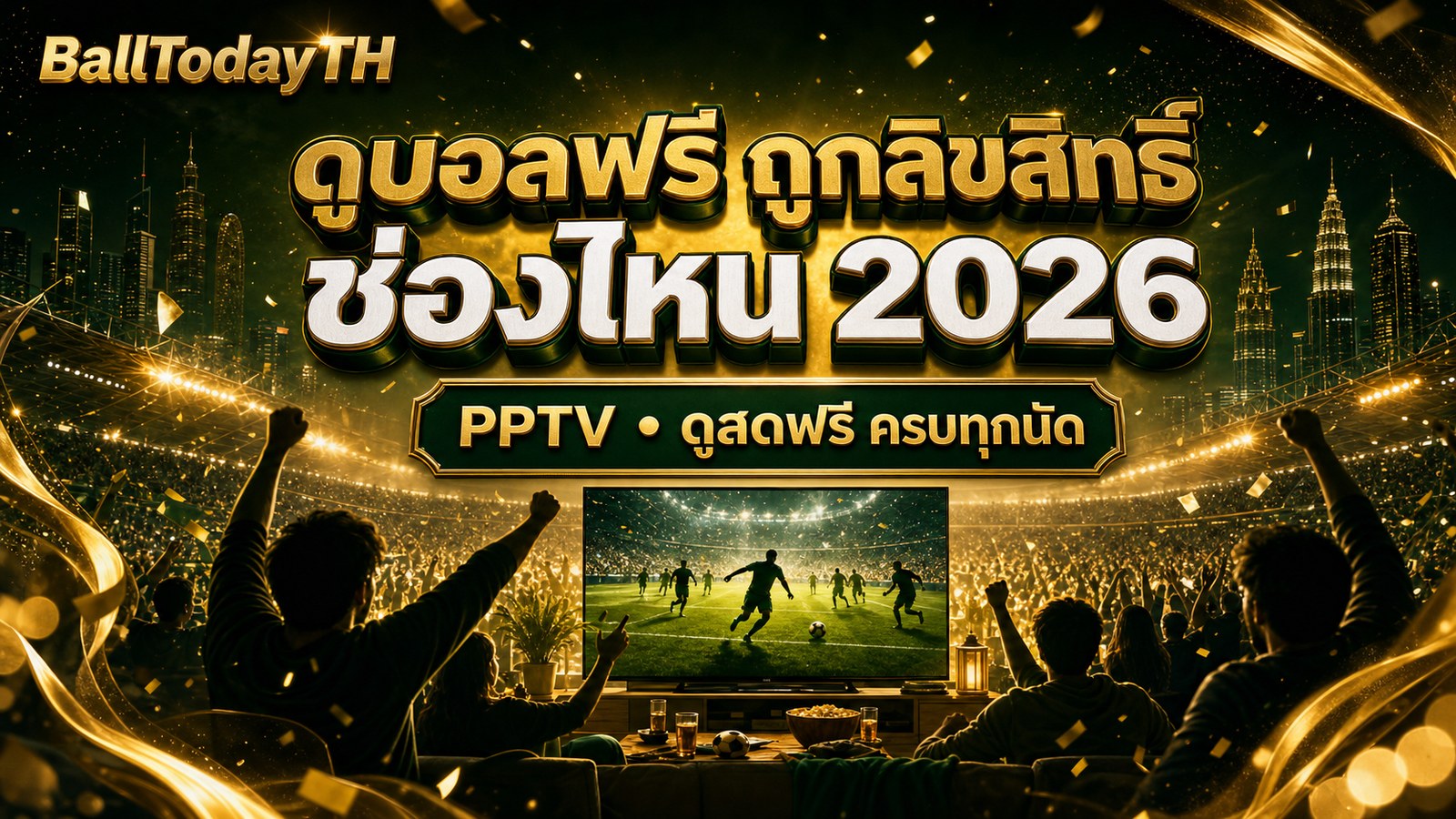 ดูบอลฟรี ถูกลิขสิทธิ์ ช่องไหน 2026 PPTV ดูสดฟรี ครบทุกนัด
