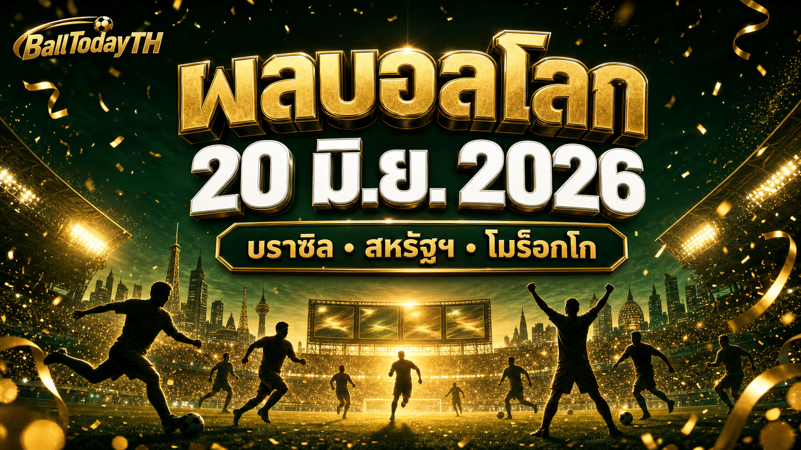 ผลบอลโลก 20 มิ.ย. 2026: บราซิล-สหรัฐฯ เข้ารอบ