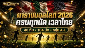 ตารางบอลโลก 2026 ครบทุกกลุ่ม วันแข่ง และผลล่าสุด