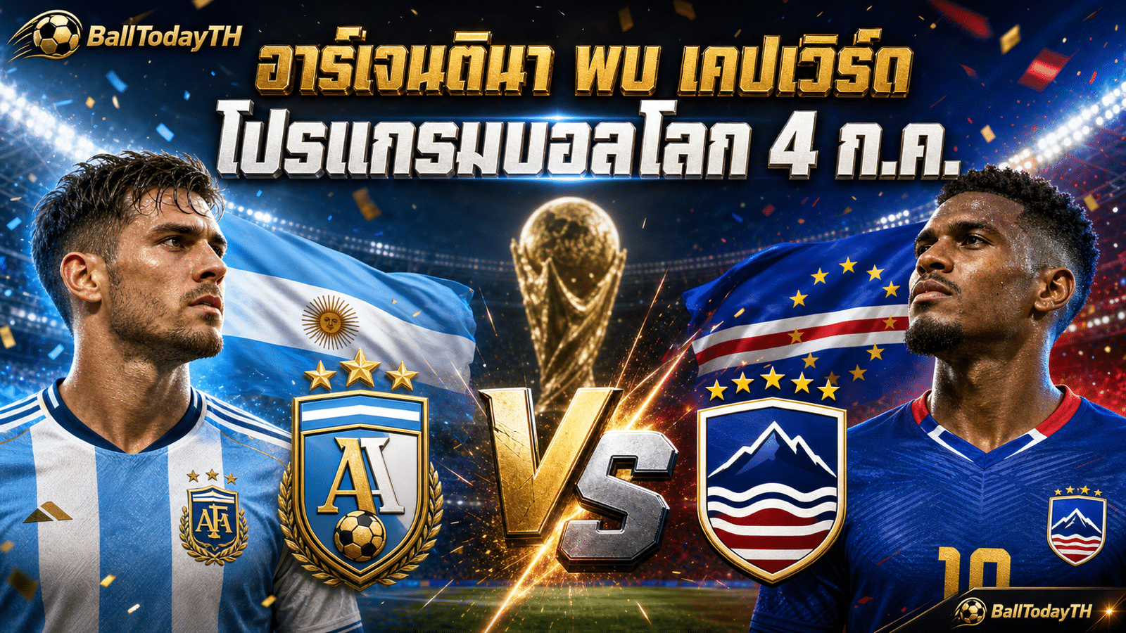 อาร์เจนตินา พบ เคปเวิร์ด โปรแกรมบอลโลก 4 ก.ค. 2026