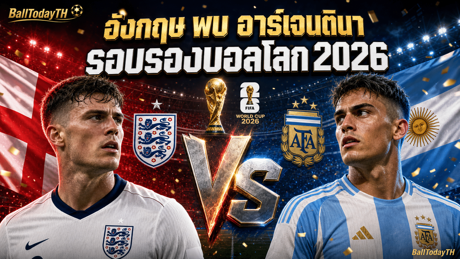 อังกฤษ พบ อาร์เจนตินา โปรแกรมรอบรองบอลโลก 2026