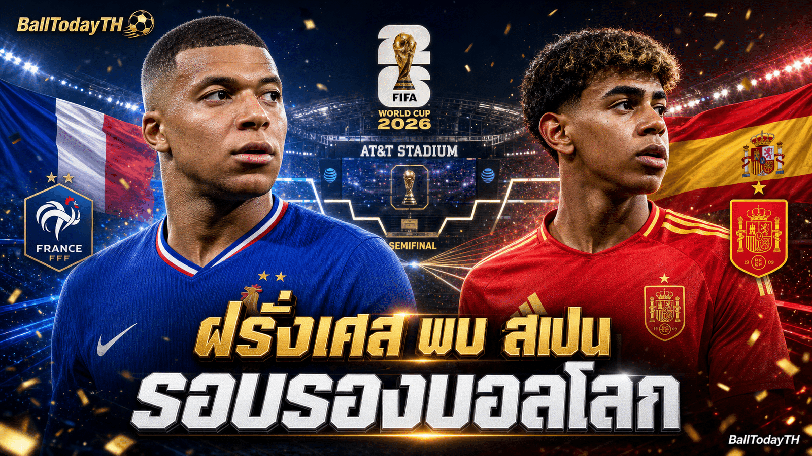 ฝรั่งเศส พบ สเปน รอบรองบอลโลก 2026