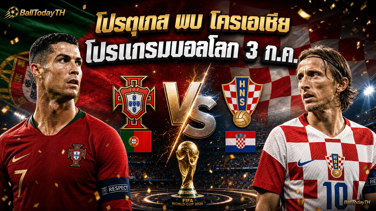 โปรตุเกส พบ โครเอเชีย โปรแกรมบอลโลก 3 ก.ค. 2026