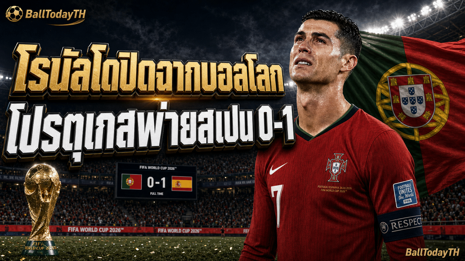 โรนัลโดปิดฉากบอลโลก โปรตุเกสพ่ายสเปน 0-1