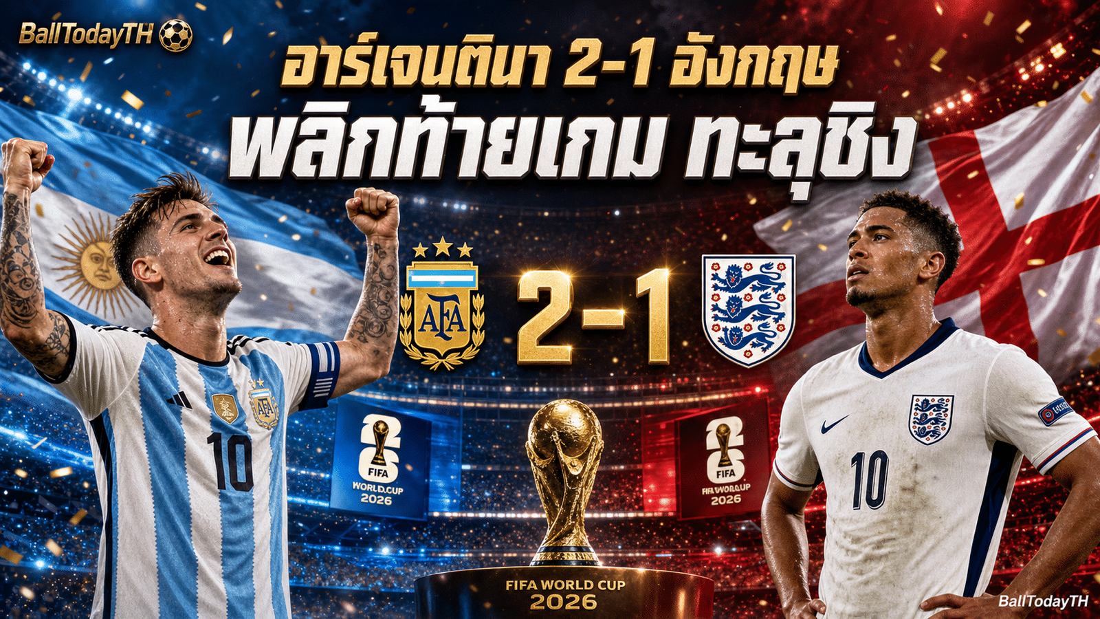 ผลบอลโลก 2026 อาร์เจนตินา 2-1 อังกฤษ รอบรองชนะเลิศ