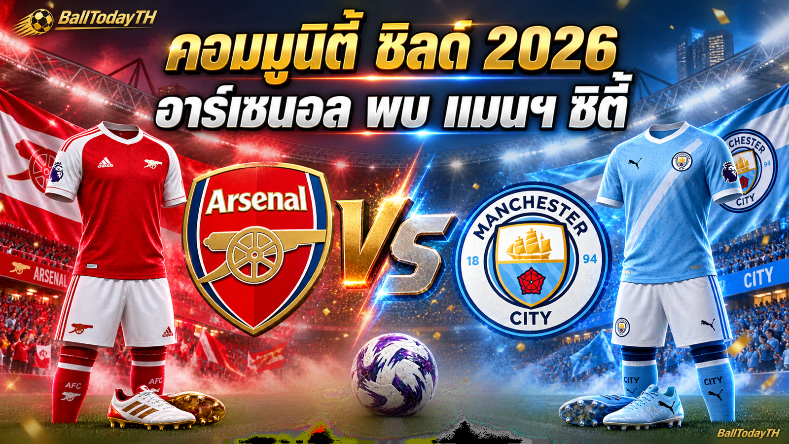 อาร์เซนอล พบ แมนเชสเตอร์ ซิตี้ คอมมูนิตี้ ชิลด์ 2026 BallTodayTH