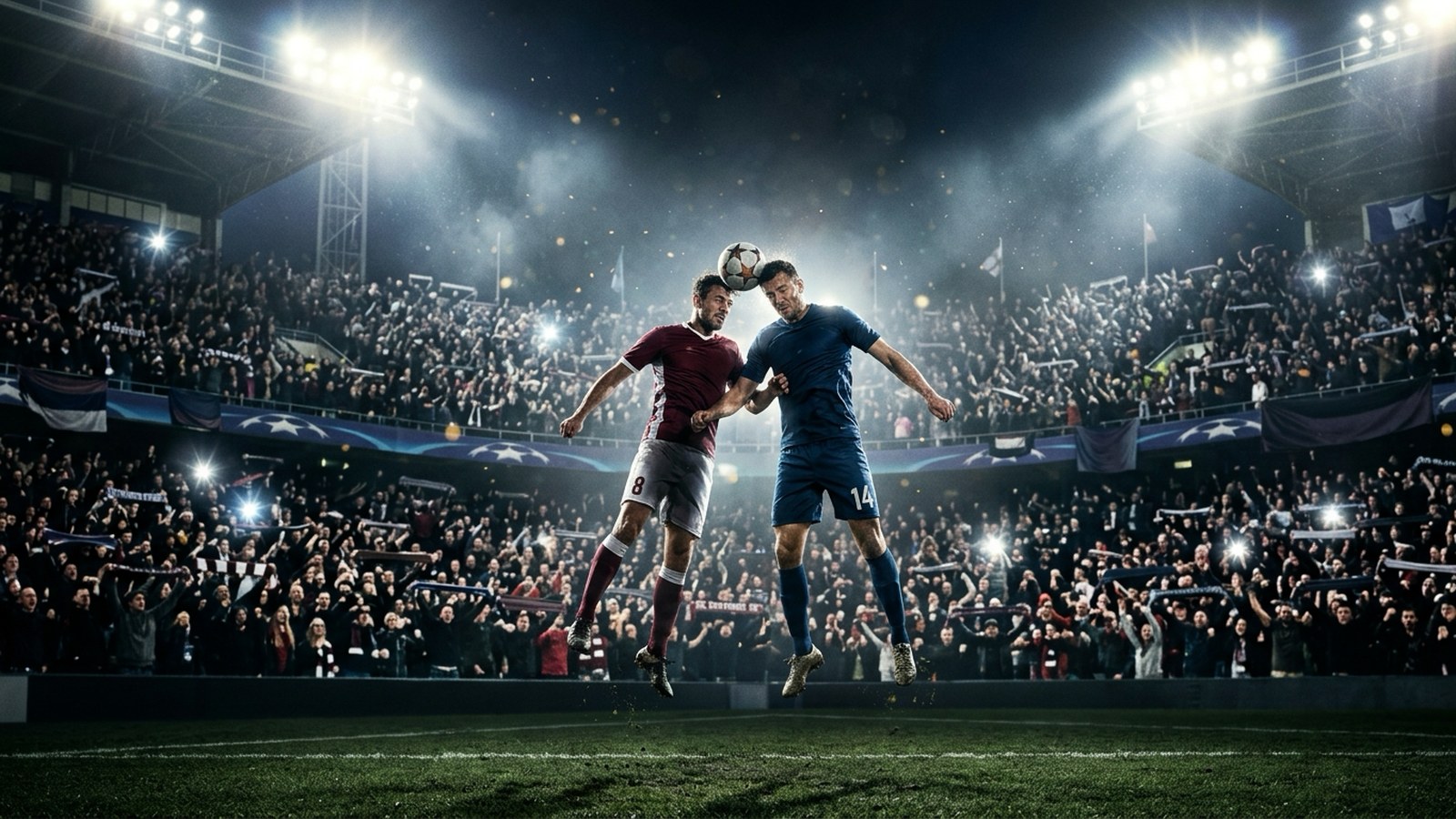 ภาพประกอบ บรรยากาศเกมยูฟ่าแชมเปียนส์ลีก รอบคัดเลือกรอบ 3 นัดสอง ในสนามเต็มความจุยามค่ำคืน