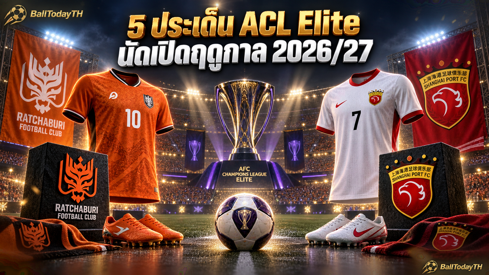 ภาพประกอบ AI สรุป 5 ประเด็นจากเอเอฟซี แชมเปียนส์ ลีก อีลิท นัดแรก ฤดูกาล 2026/27