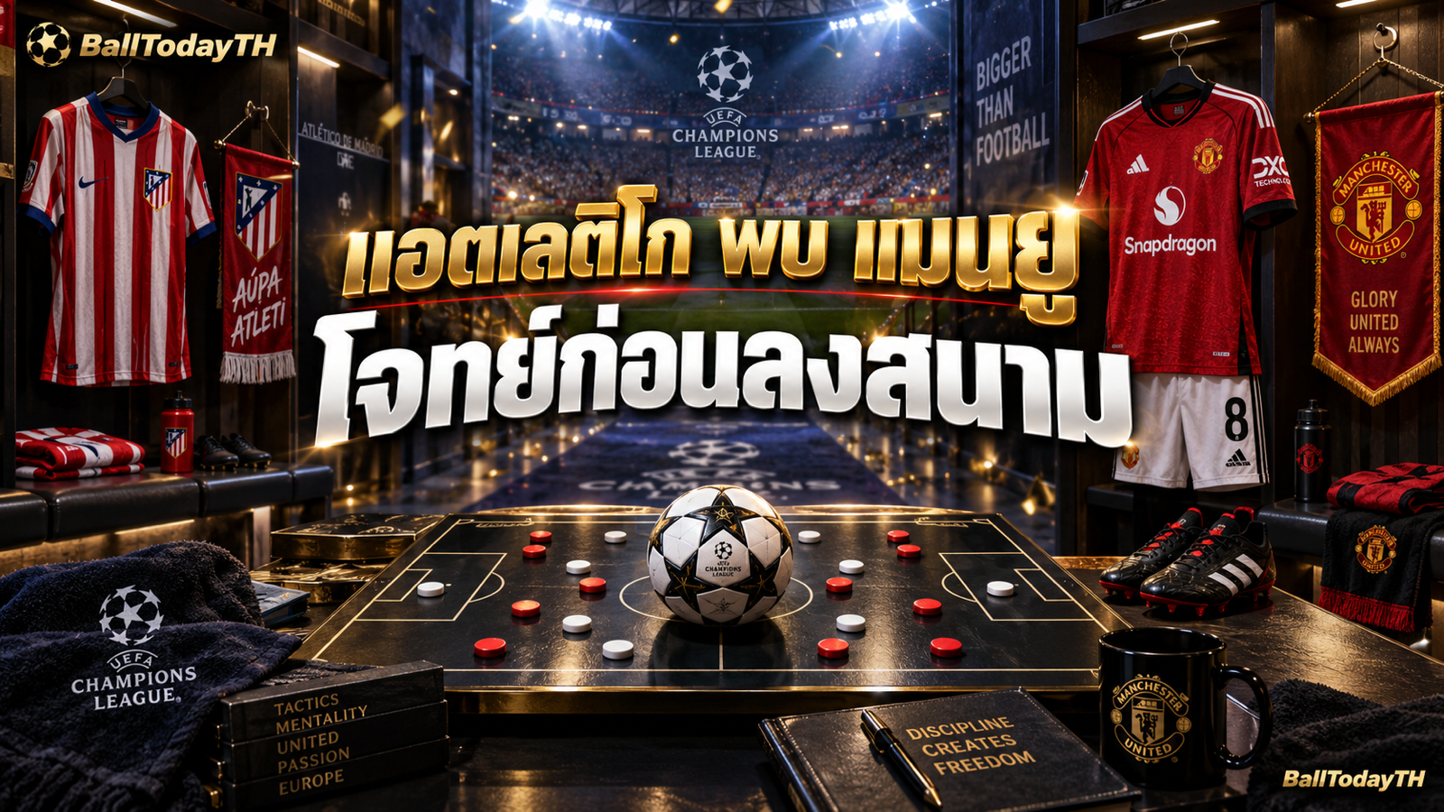 ภาพประกอบกระดานแท็กติกก่อนเกมแอตเลติโก พบ แมนยู