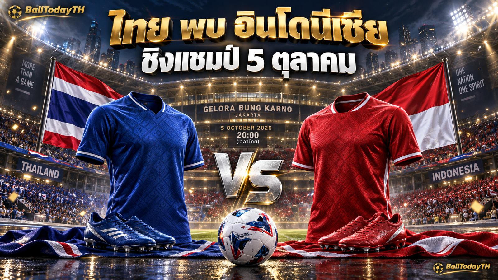 พรีวิวไทยพบอินโดนีเซีย นัดชิง FIFA ASEAN CUP วันที่ 5 ตุลาคม 2569 เวลา 20.00 น.