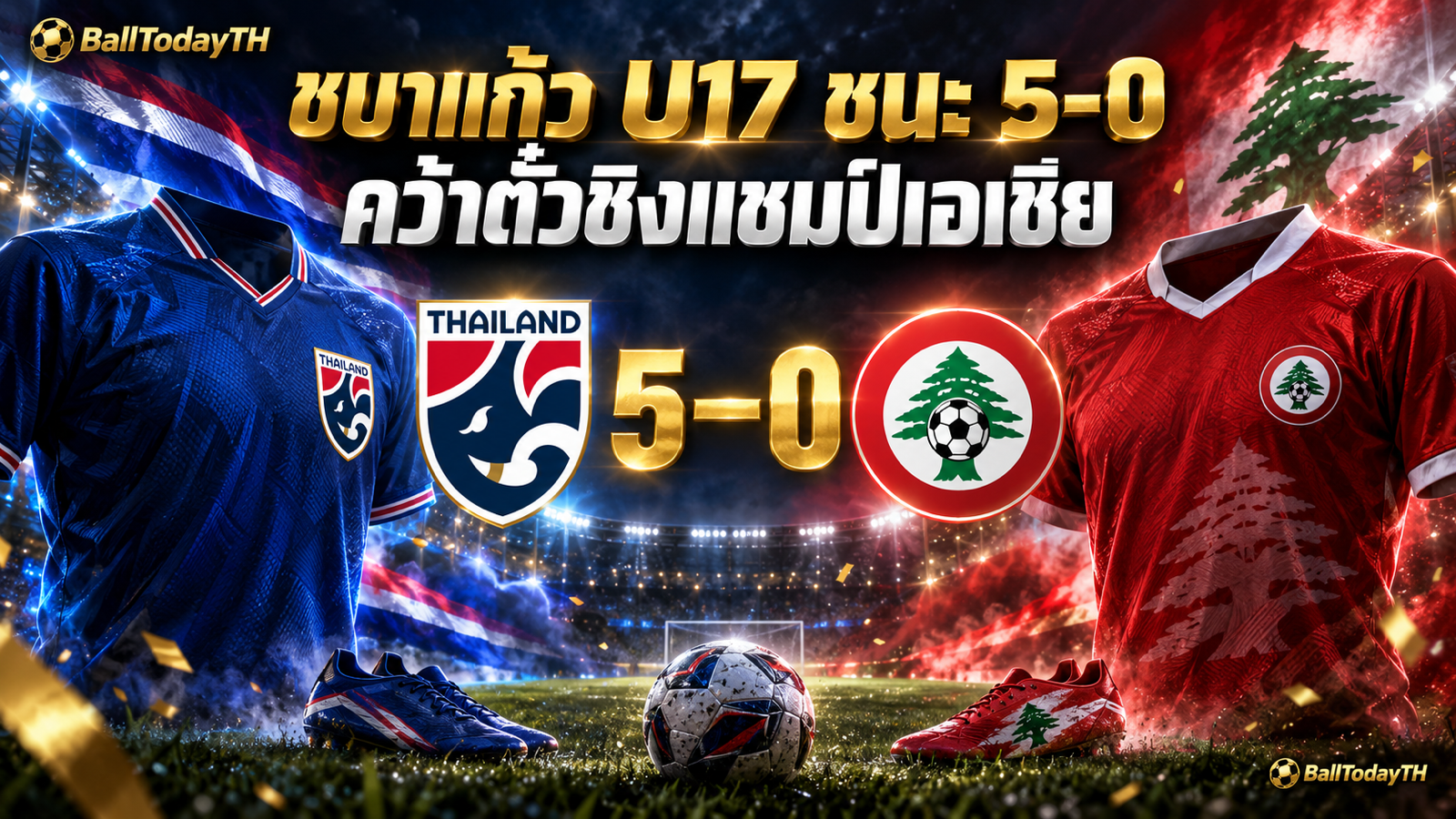 ฟุตบอลหญิงไทย U17 ชนะเลบานอน 5-0 คว้าตั๋วชิงแชมป์เอเชีย