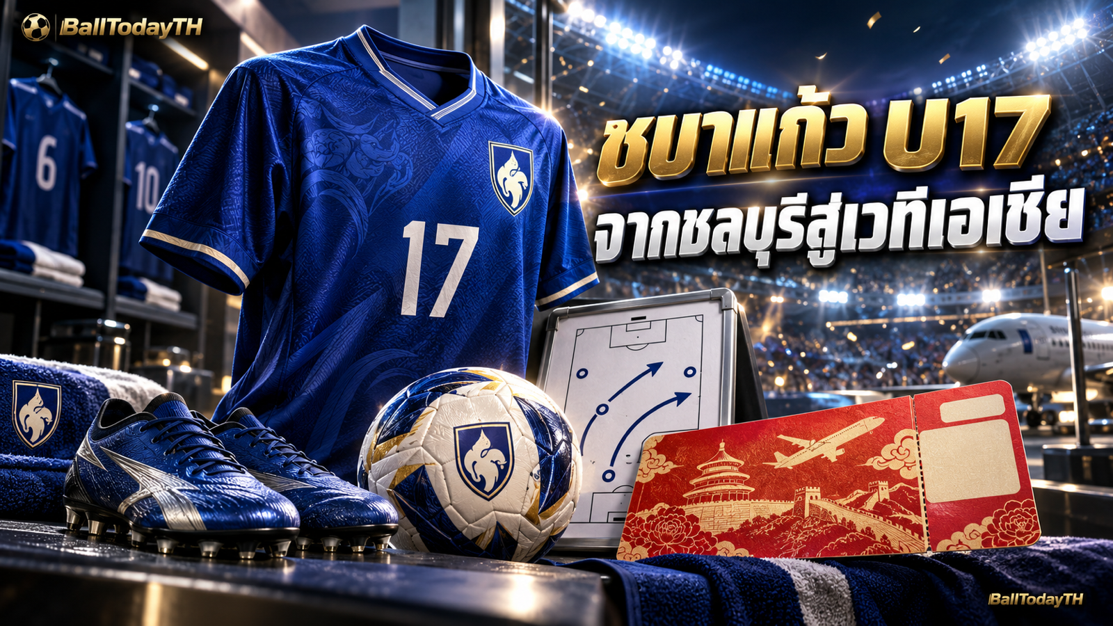 ภาพประกอบกระดานแท็กติกฟุตบอลหญิงไทย U17 จากชลบุรีสู่รอบสุดท้ายที่จีน